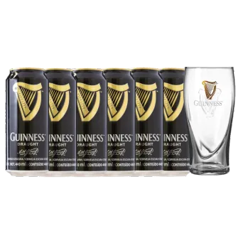 PACK 6 CERVEJAS GUINNESS 440ML + COPO BRINDE