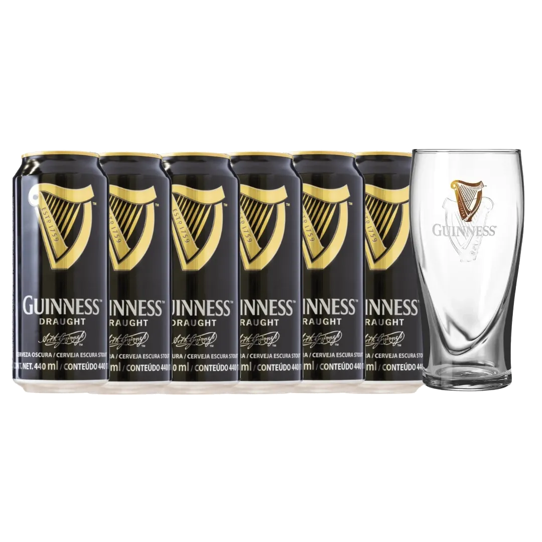 PACK 6 CERVEJAS GUINNESS 440ML + COPO BRINDE