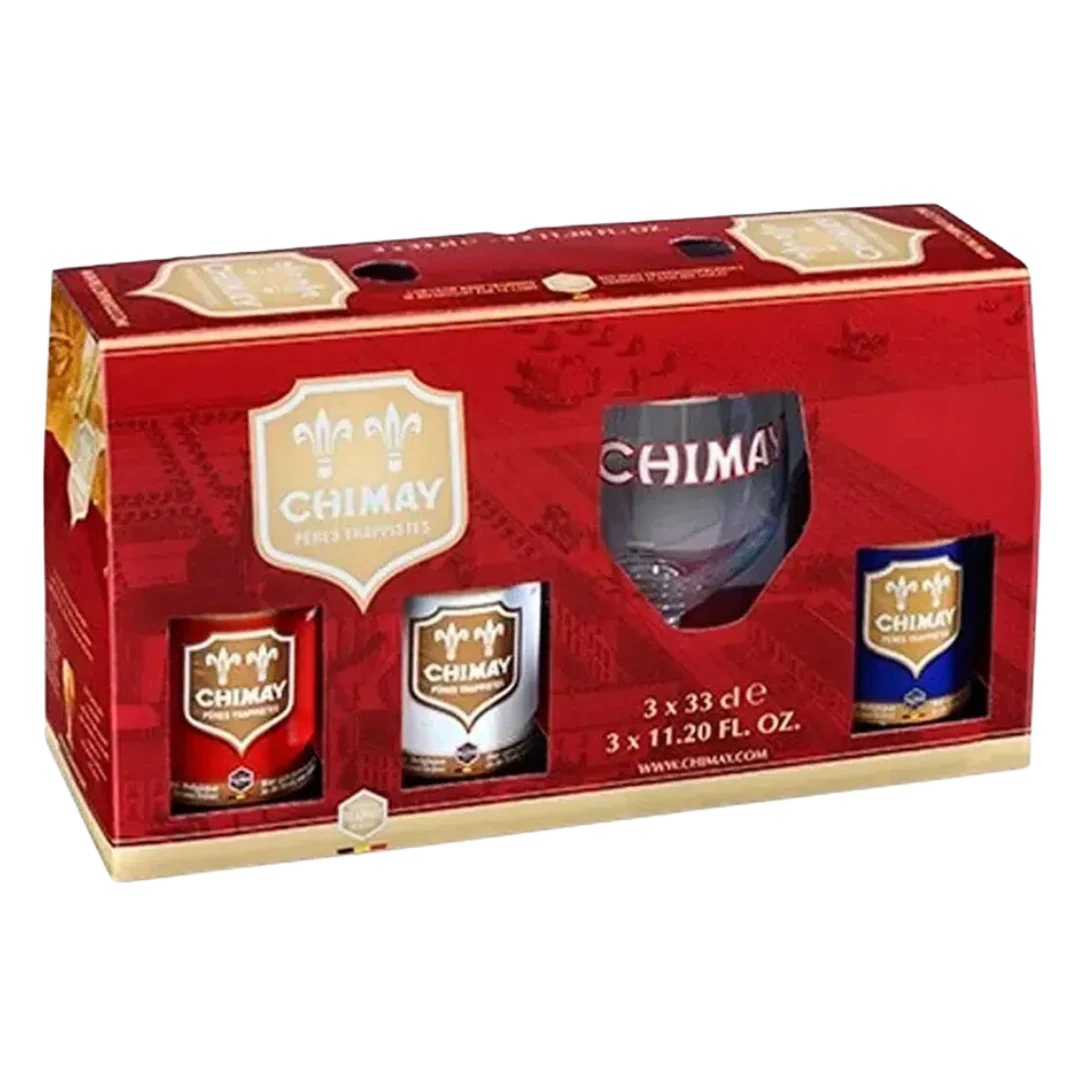 Kit Chimay com três garrafas de 330 ml e taça oficial, seleção da Semana Belga