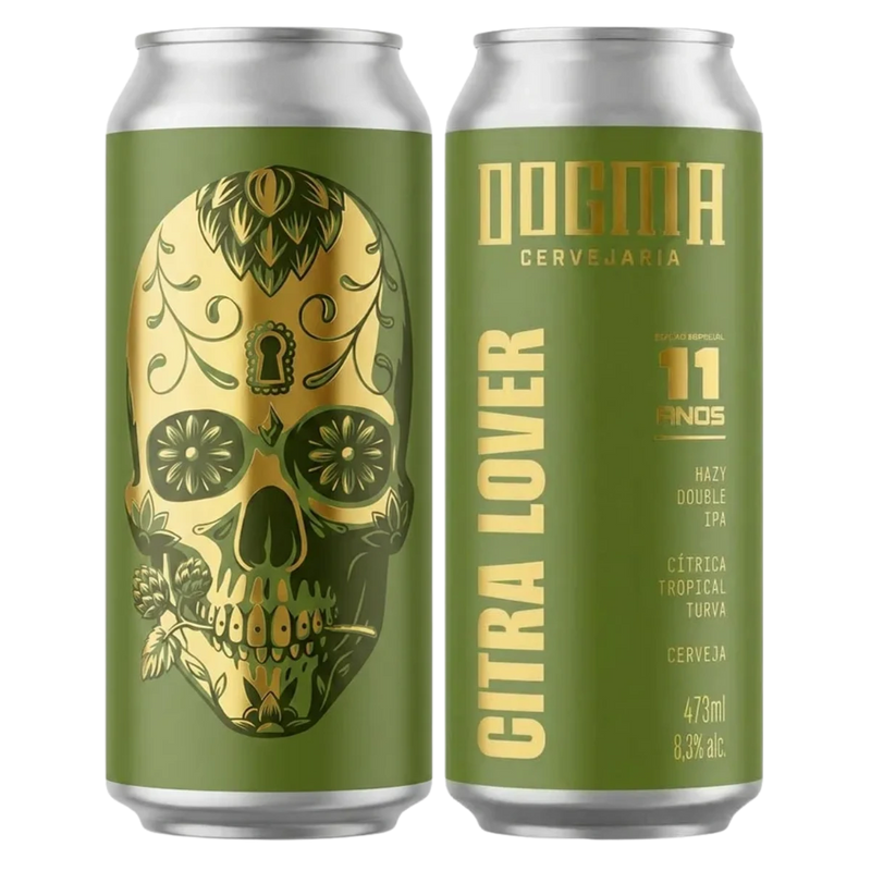 Lata de cerveja Dogma Citra Lover 11 Anos Hazy IPA 473 ml da Cervejaria Dogma, São Paulo