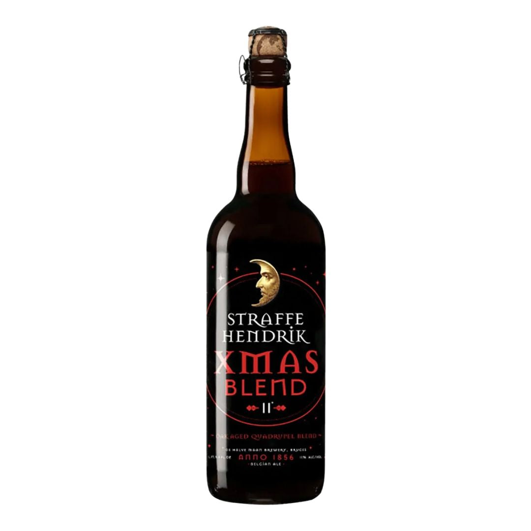 Garrafa de cerveja belga Straffe Hendrik Xmas Blend 2024 750 ml