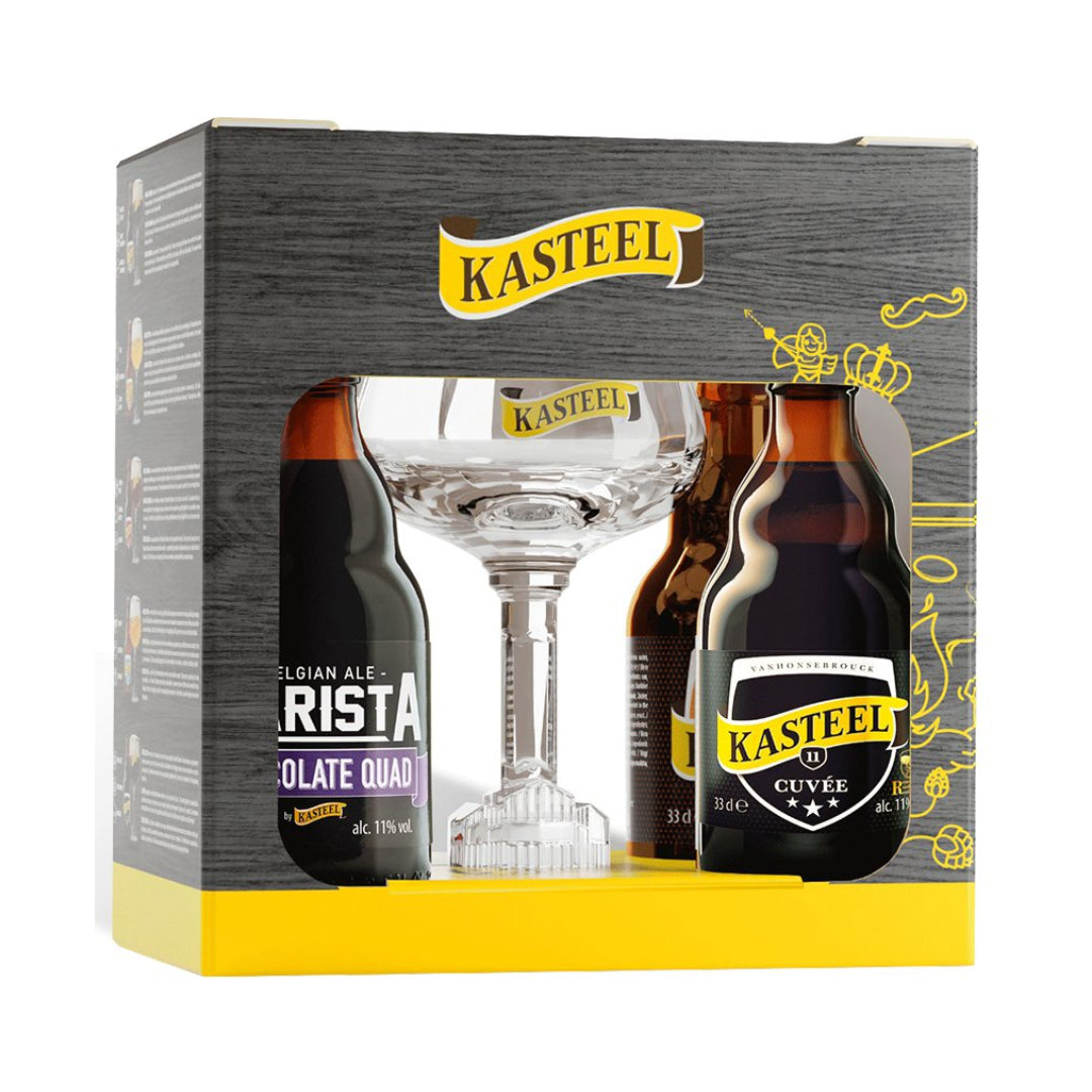 KIT KASTEEL DEGUSTAÇÃO 330ML TRIPEL, DONKER, BARISTA E CUVÉE 4 + TAÇA