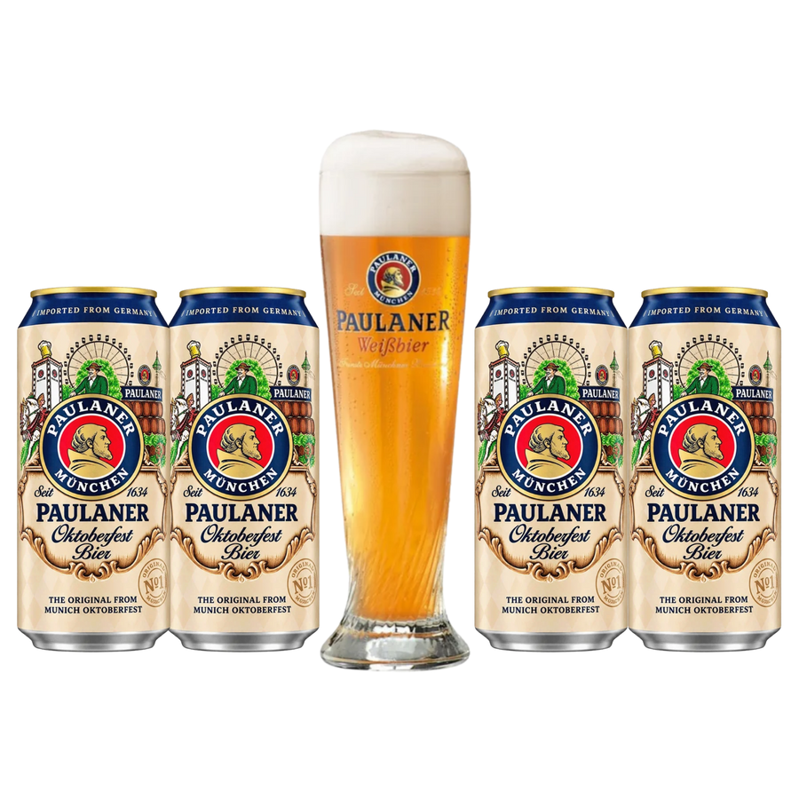 Pack 4un Paulaner Oktoberfest 500ml + Copo Oficial — cerveja artesanal