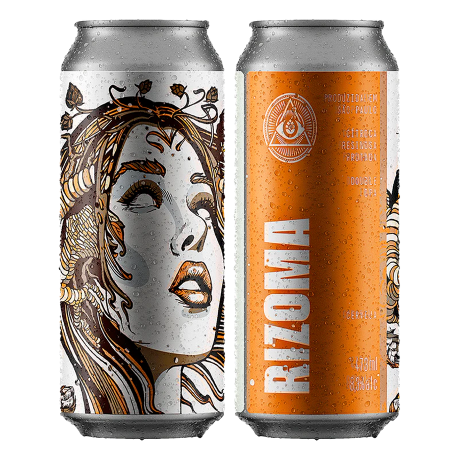 Lata de cerveja Dogma Rizoma Double IPA 473 ml da Cervejaria Dogma, São Paulo — cerveja artesanal