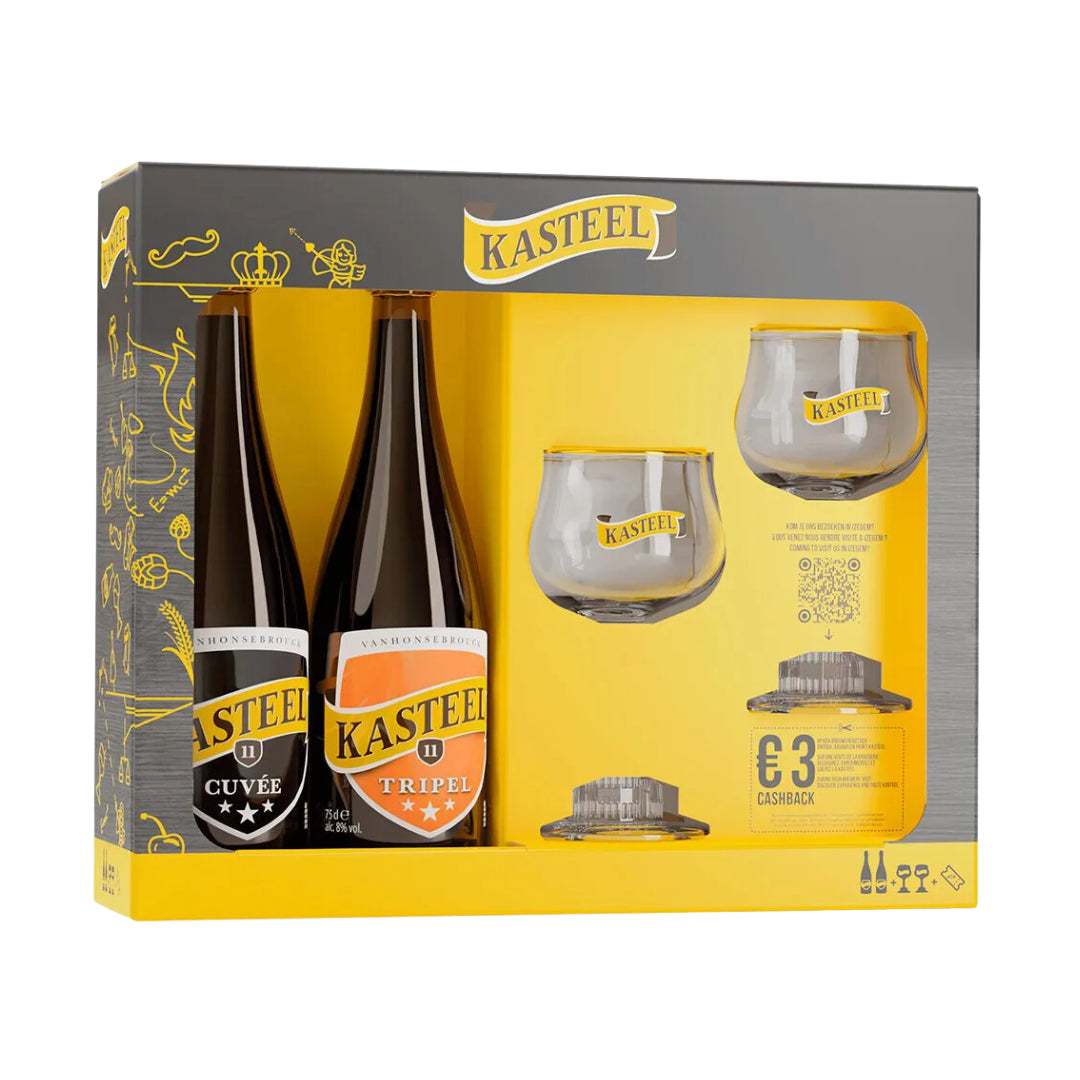 KIT KASTEEL CUVÉE + TRIPEL 750ML COM  2 TAÇAS