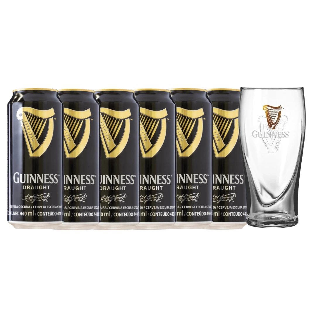 PACK 6 CERVEJAS GUINNESS 440ML + COPO BRINDE PACK 6 CERVEJAS GUINNESS 440ML + COPO BRINDE